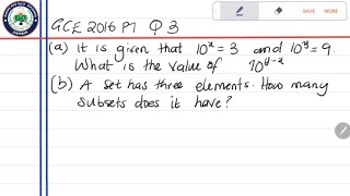 ECZ: 2016 GCE Mathematics Paper 1 Question 3