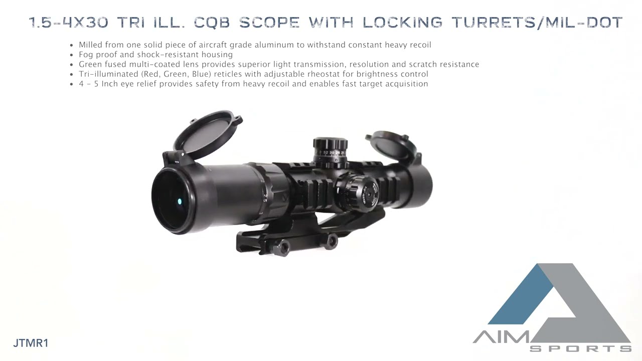 AIM SPORTS INC 1.5-4X30 TRI ILL. CQB SCOPE WITH LOCKING TURRETS