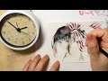 【透明水彩】早送り無し/60分タイムアタック～イラストメイキング【縞リボン】●Watercolor Speed Painting