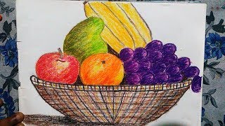 pastel oil easy drawing step basket fruits beginners paintings