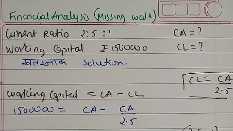 Financial analysis|Ratio Missing|Current ratio Working Capital|Corporate Finance Mcomsem2Nep|CAinter