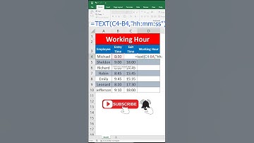 🔥🔥working hour calculation in excel#excel #shorts
