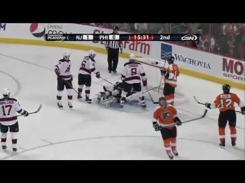 Martin Brodeur AMAZING Save On Simon Gagne (April,...