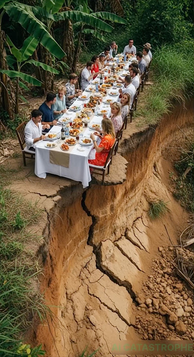 🍽️ Luxury dinner interrupted by sudden landslide ⚠️