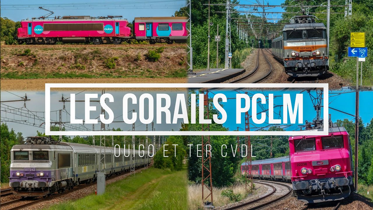 Corail PCLM, entre Ouigo et TER Centre (BB 7200 et 22200 avec beaux sifflets)