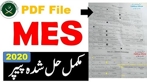 MES Past Paper 2020 with Details | jobs mes gov pk