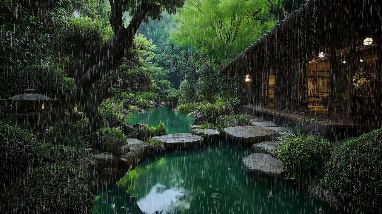 Ease Into Sleep with the Tranquil Japanese Garden House 🍀 Sleep Well with Rain