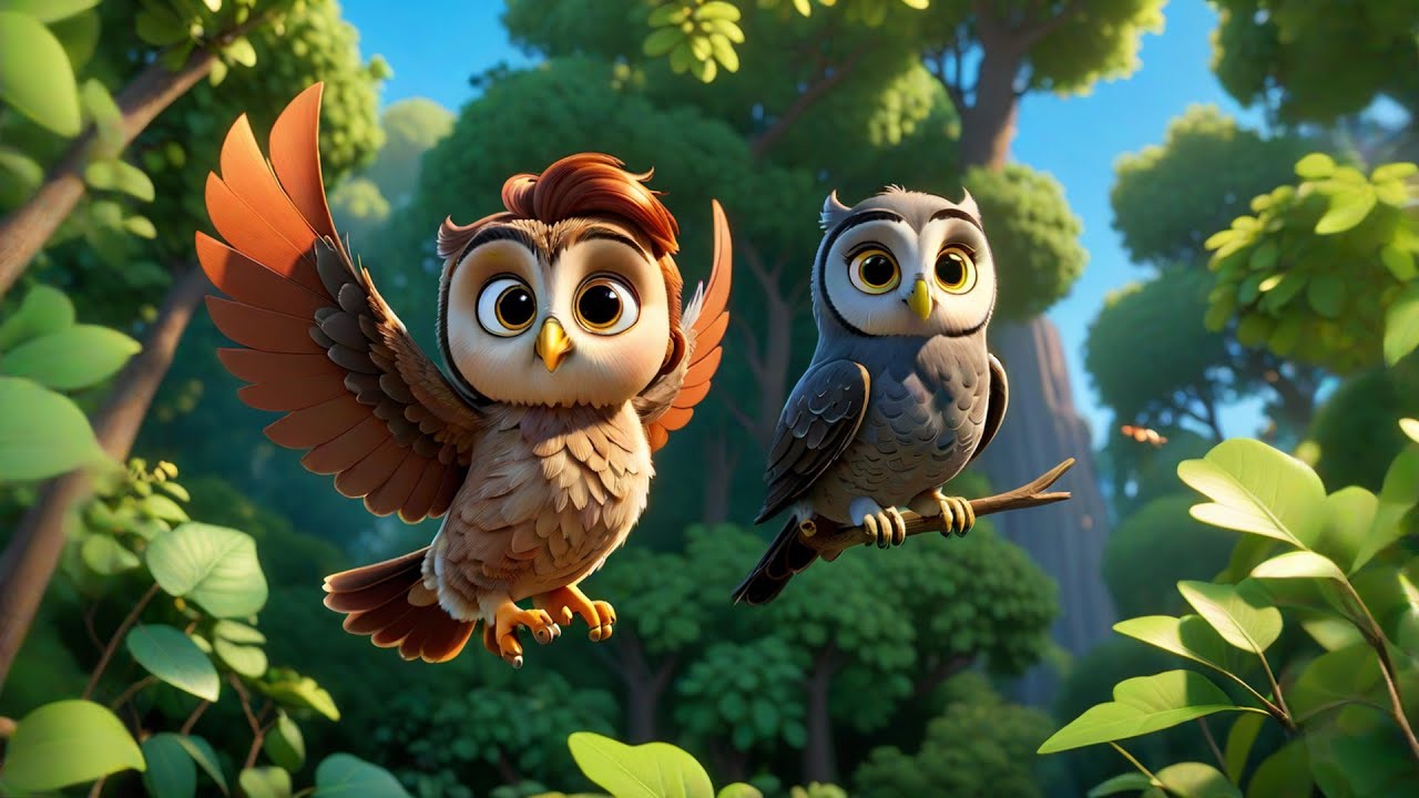 Two Little Owls Learn Big and Small | Opposites Kids | Educational Rhymes and Baby Learning Songs