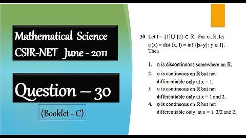 CSIR NET June 2011 Question 30 | Continuity and Differentiability of Distance Function | Analysis