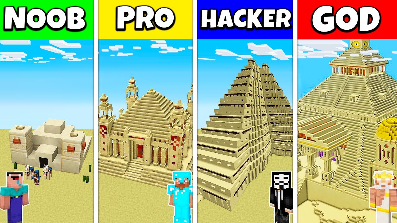 Minecraft Battle: NOOB vs PRO vs HACKER vs GOD: SAND DESERT HOUSE BASE ...