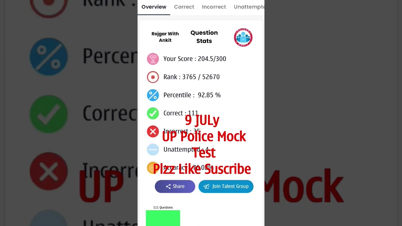 UP Police Mock Test Rojgar with Ankit|| UP Police mock test analysis 9 July 