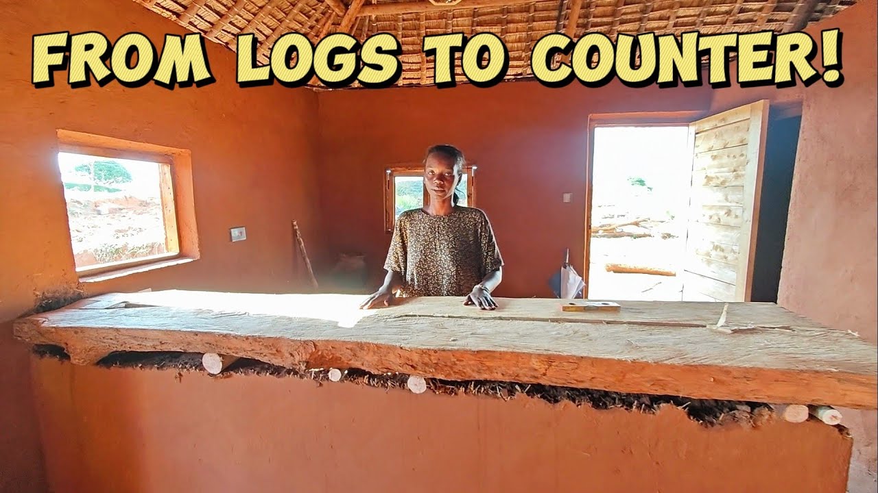 Строим кухню нашей мечты! 🪵 | Столешница из деревенских бревен своими руками в нашем африканском ...