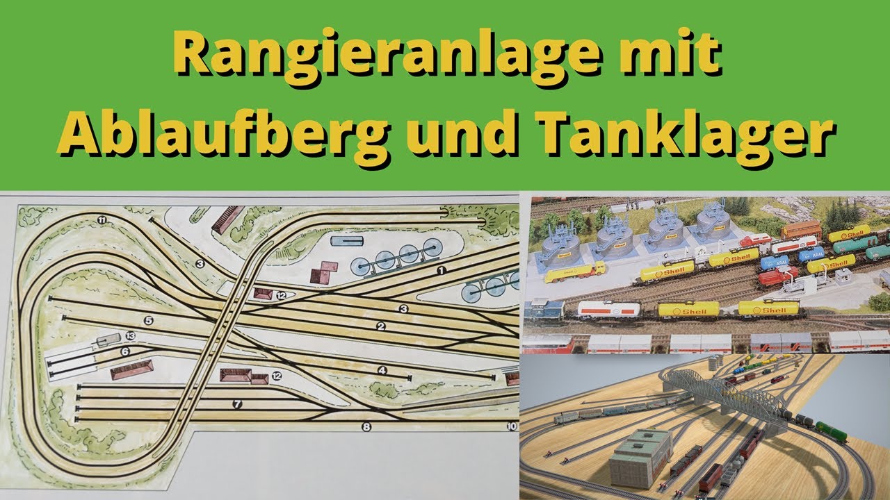 Märklin Anlage mit Ablaufberg, Tanklager und viel Rangiermöglichkeiten, Gleisplan aus den 80ern