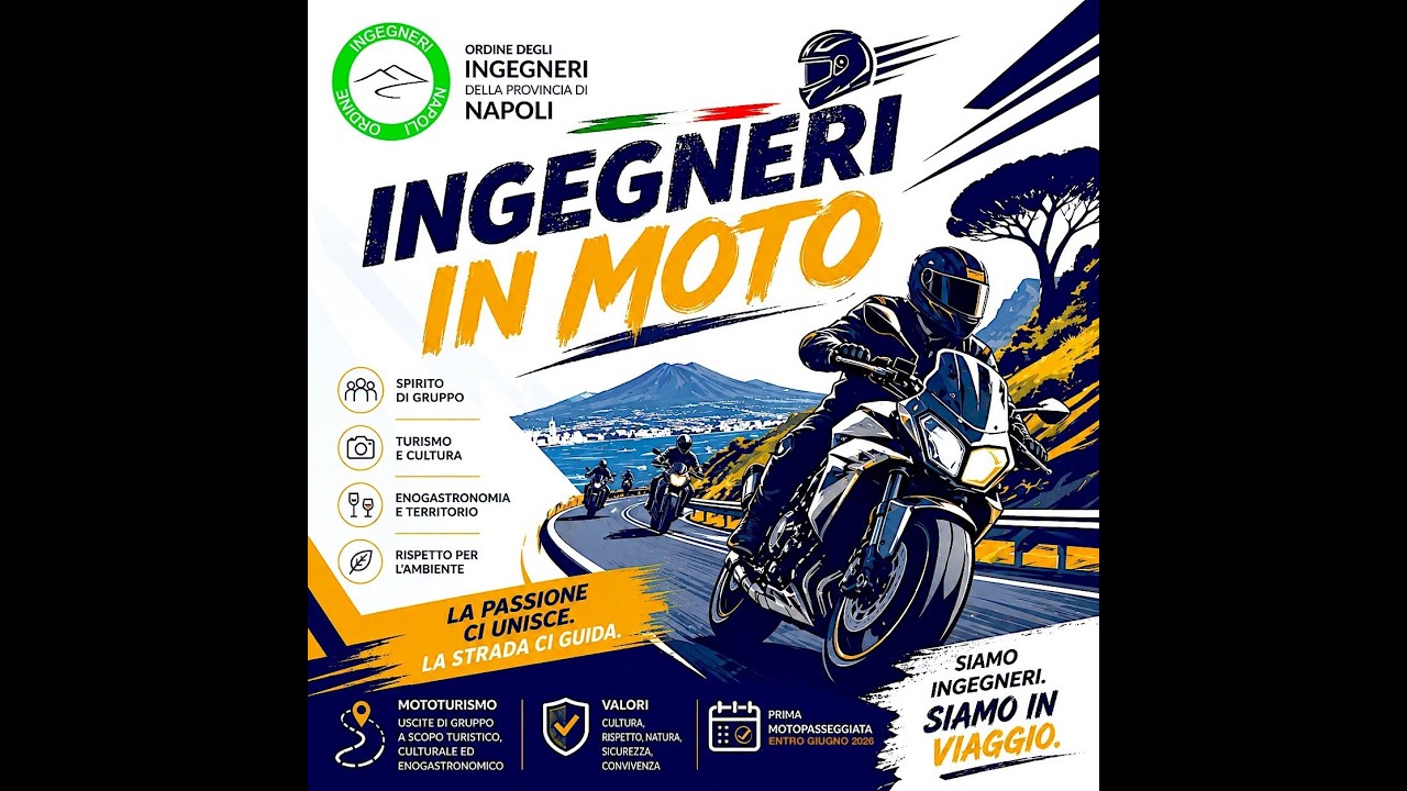 Ordine Ingegneri di Napoli, motopasseggiata del 20.06.26: il servizio dell'agenzia SiComunicazione