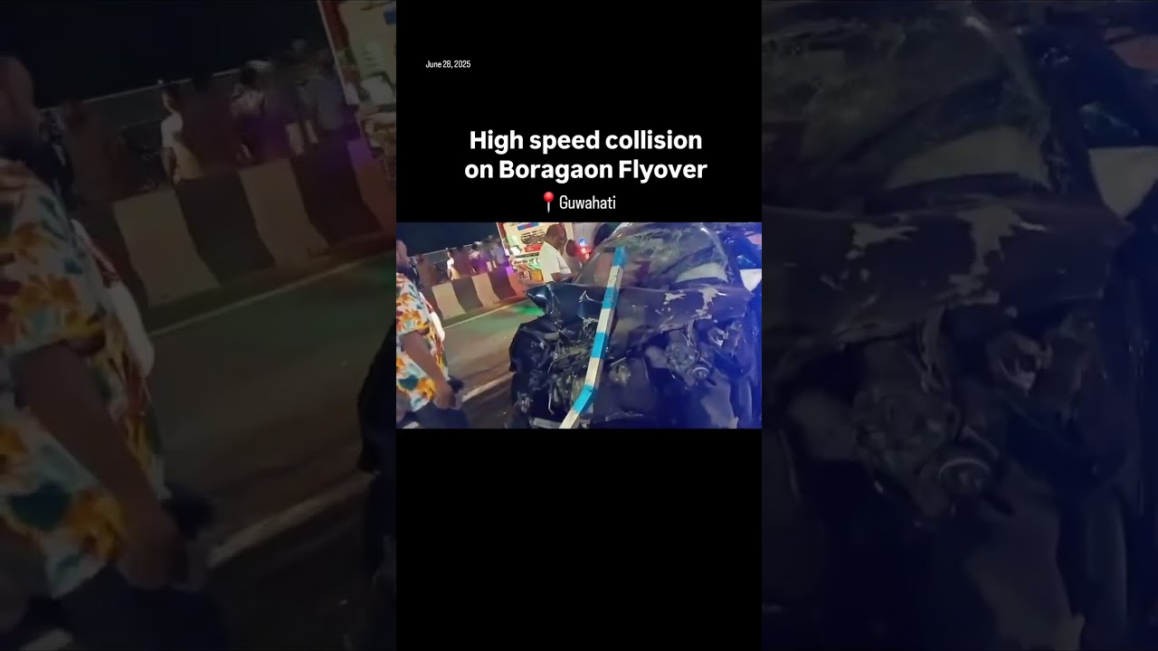 High-Speed Crash in Guwahati: Car Destroyed, Truck Driver on the Run | GPlus