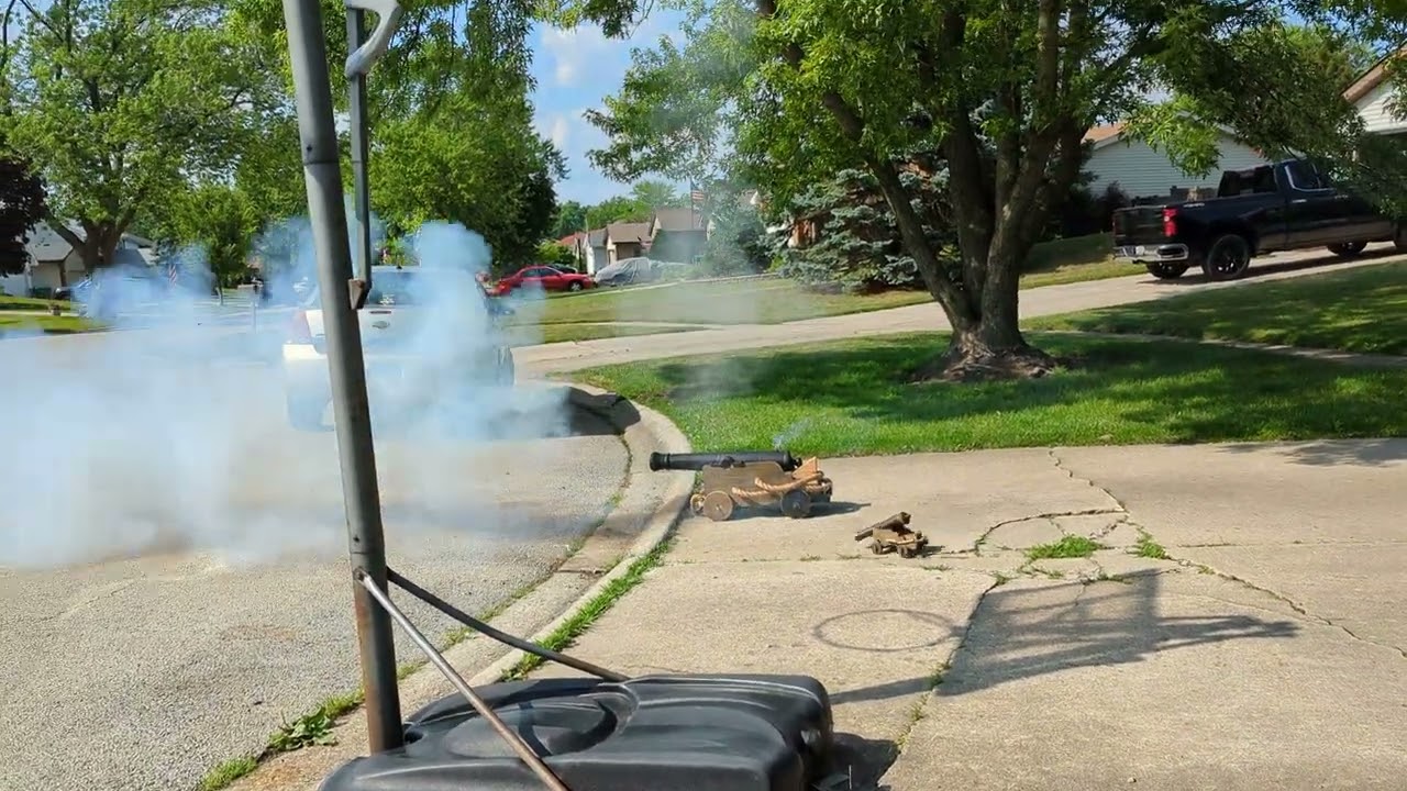 69 cal. Traditions cannon and 1 and 3/4 inch bore cannon with home made black powder.