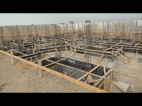 Collums & footing layout on site & Grids reference on structural drawings #civilengineering