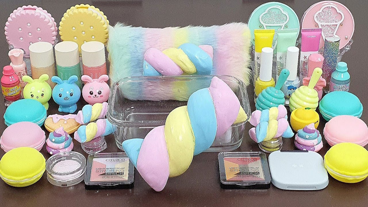 Cotton Candy Slime Mixing Random Into Slime! Satisfying Slime Video ASMR