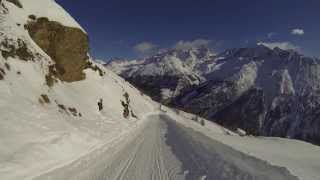 Snowboarding and sledging in Saas Fee, Switzerland