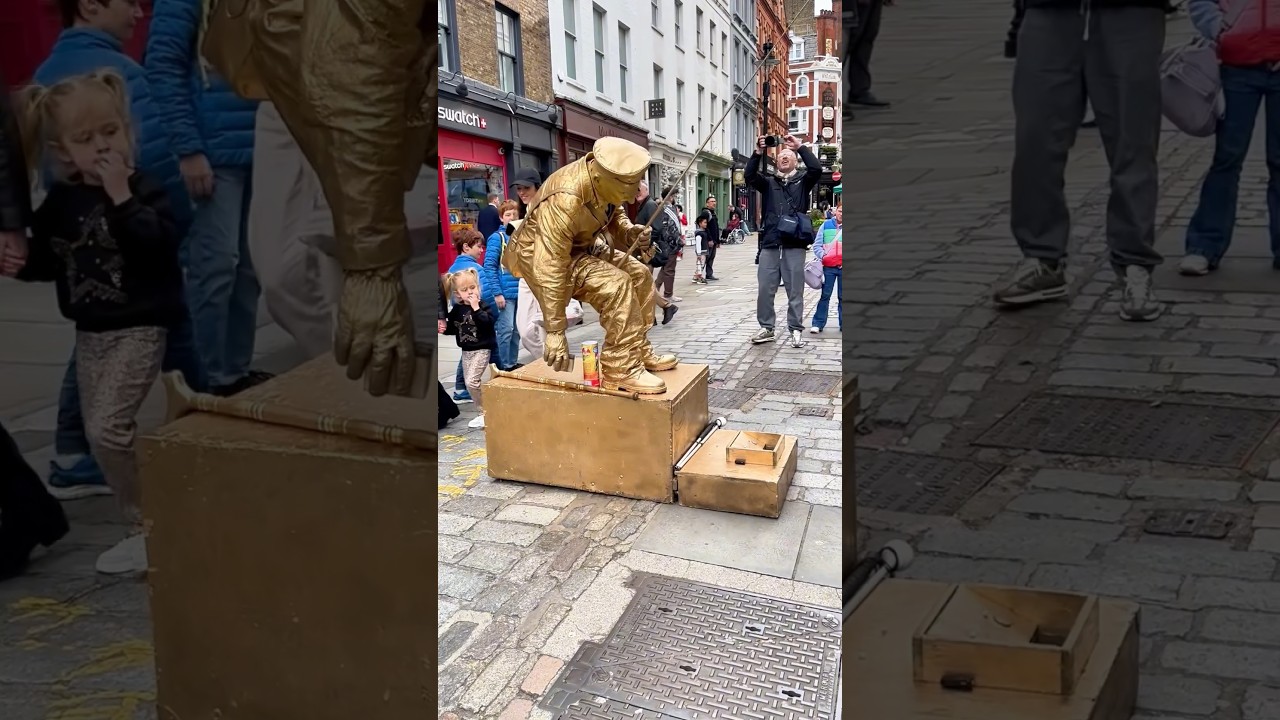 Голдман Левитирующая Живая Статуя, Теперь Рыбачит на Улицах Лондона!