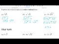Math 20-1 Lesson 1: Working with Radicals (Mixed &amp; Entire Radicals)