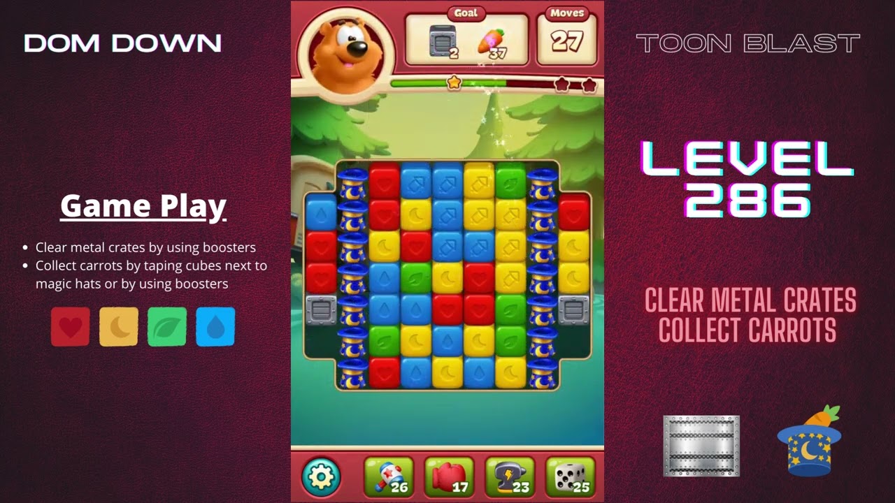 Toon Blast 🟥🟨🟦 / Level 286 / Dom Down