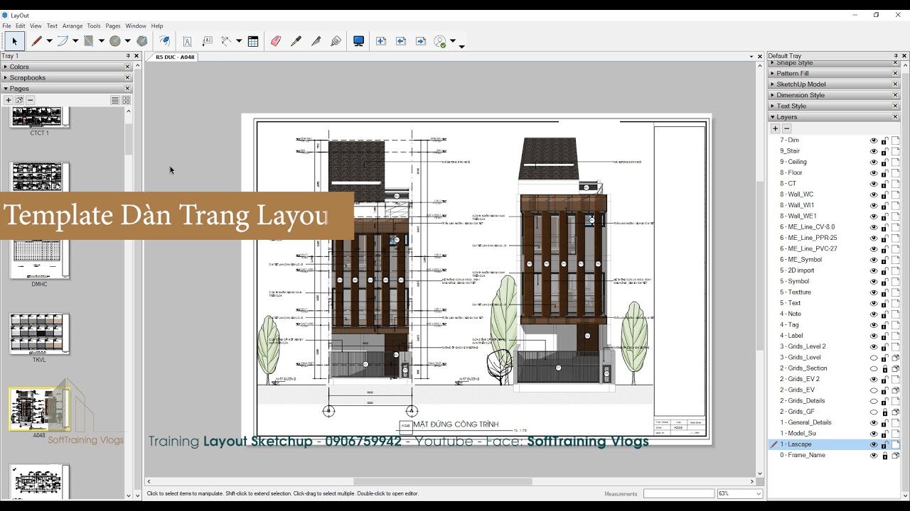 LAYOUT SKETCHUP Template dàn trang, Chi tiết, Link dữ liệu. YouTube