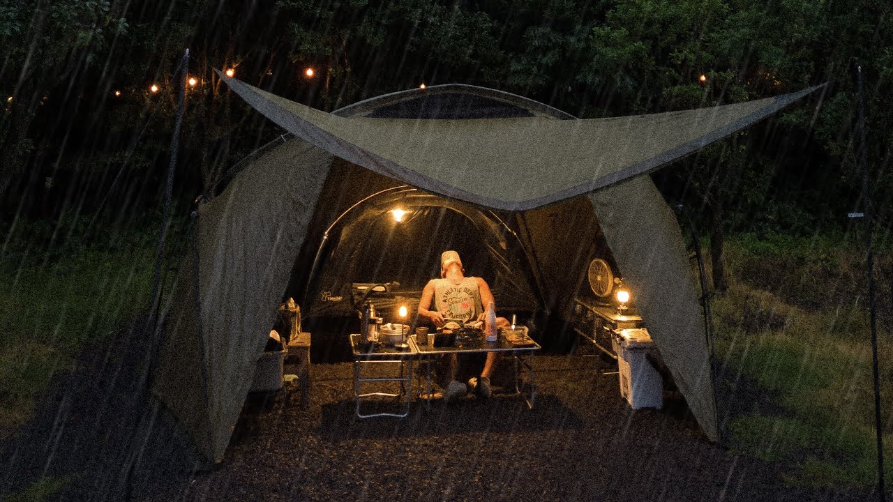 폭우 쏟아지는날 제주에서 나홀로 우중캠핑 | 솔로캠핑 | 빗소리 ASMR | 브이타프 | 제주캠핑