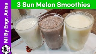 3 Sun Melon Smoothies Honeydew Melon Smoothie Choco Melon Smoothie Banana Melon Smoothie