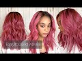 WATCH ME SLAY THIS PINK MAYVENN HAIR WIG! LACE FRONT WIG APPLICATION &amp; TOUSLED WAVES TUTORIAL