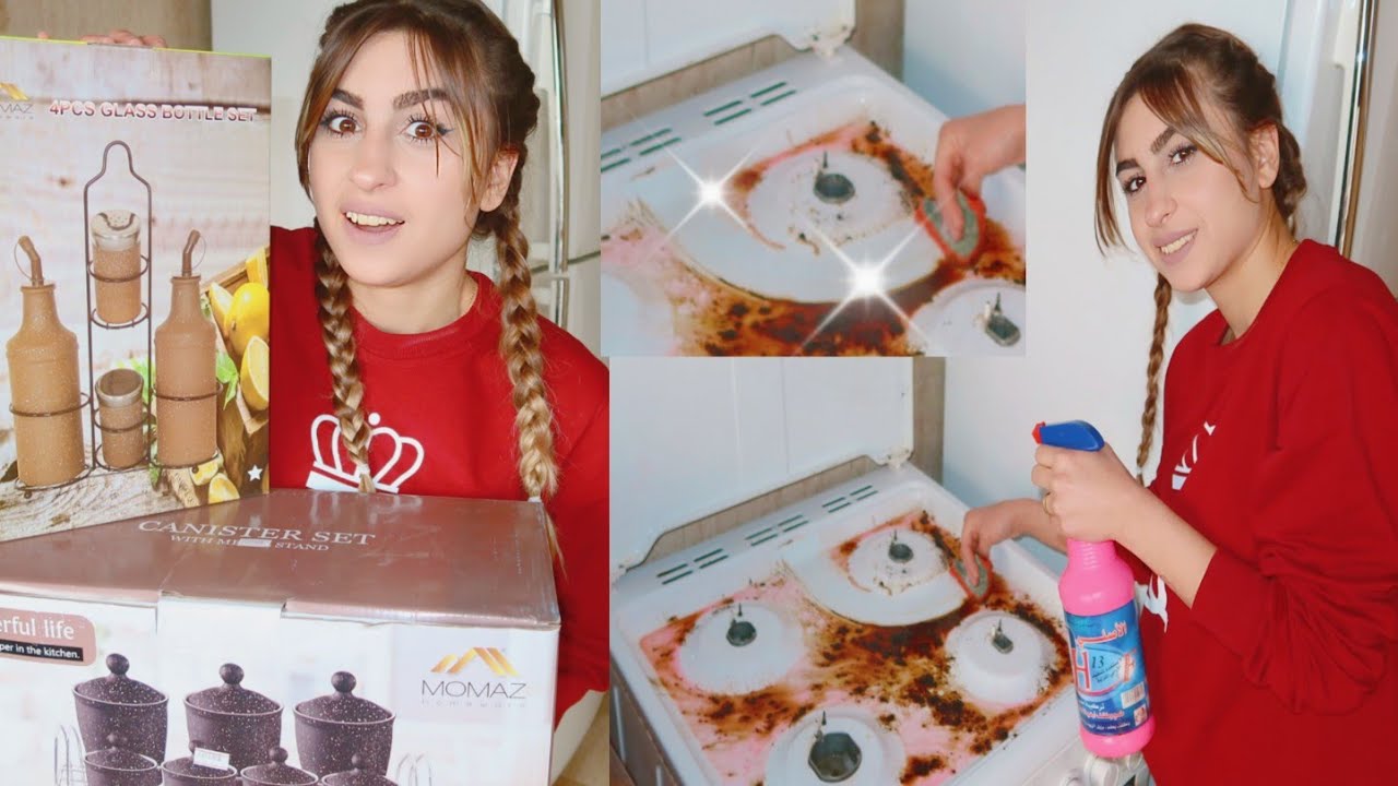 روتيني في تنظيف مطبخي الجديد مع مشترياتي للمطبخ ريتشو وننوش Youtube