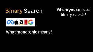 1 | What is the meaning of monotonic | Binary Search | Hindi