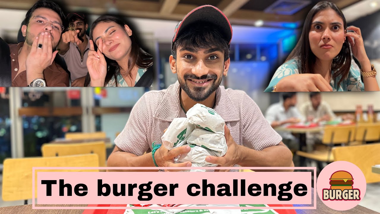 How many burgers can i eat in 5 minutes🤔||My sister challenged me