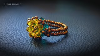 ⚜️Reversible Crystal Ring/Beaded Bead Component/Anillo de cristal reversible/ Tutorial diy