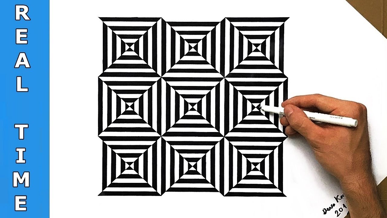 How To Draw Very Trippy Satisfying Optical Illusion Drawing Triangles ...