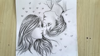 Simple Way Boy And Girl Drawing Couple Face Drawing Youtube