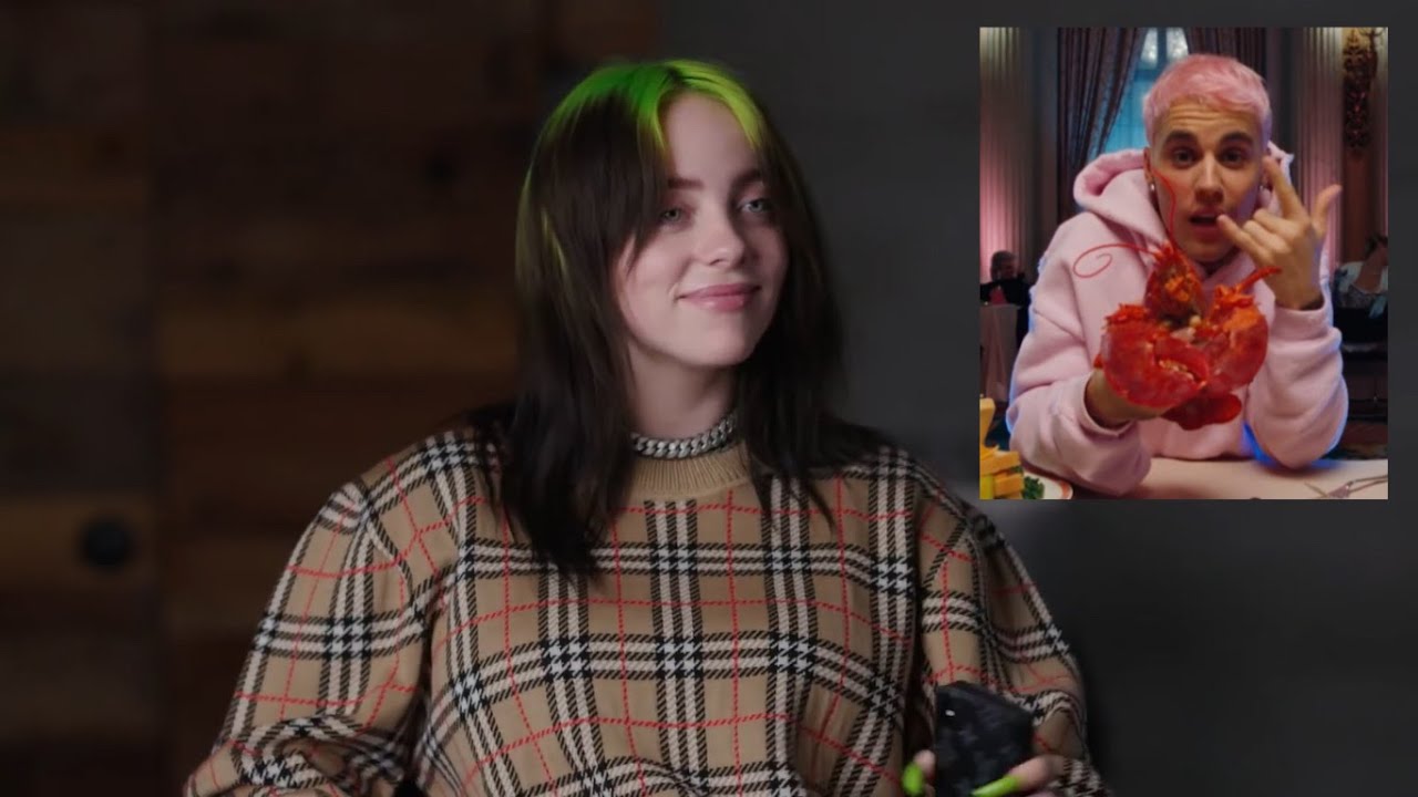 billie eilish reacting to justin bieber's yummy music video