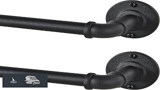 2 Pack Industrial Curtain Rods for Windows 48 to 84 Inches Blackout