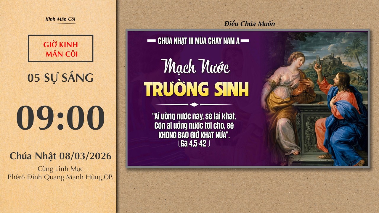 🔴Kinh Mân Côi | 08/03/2026 | 5 Sự Sáng - Sáng Chúa Nhật Tuần III Mùa Chay.