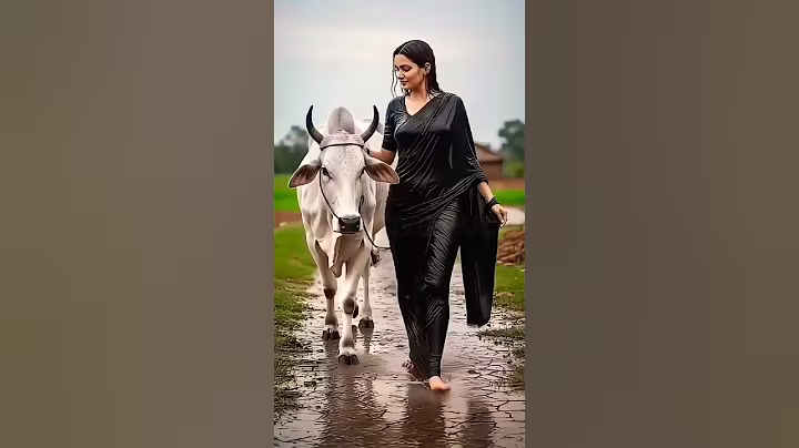 She Risked Everything to Save the Injured Calf #ai #girl #cow #calf #shorts #rain #youtubeshorts