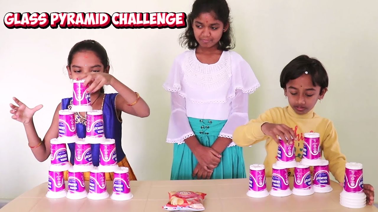 Glass Pyramid Challenge Who will win 🤣 #game #Funwithfamily - YouTube