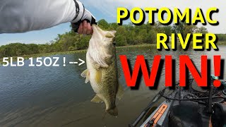 Potomac River WIN:  EPIC Bite in Kayak Bass Tournament !