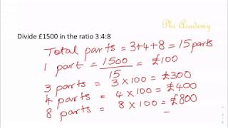 How to calculate ratios - GCSE style question on sharing money in the given ratios