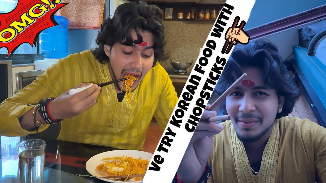 We eat Korean food with chopsticks |#sahiljha #korean !!