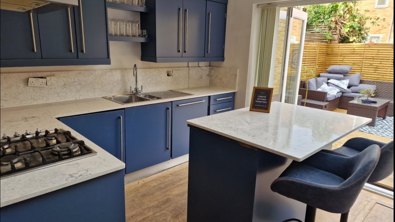 Super Carrara Quartz. Kitchen Worktops Fitting & Installation Services in Battersea London.