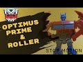 Transformers Generations: Legends Class Optimus Prime with Roller (stop motion animation)