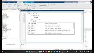 Matlab Break & Continue