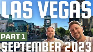 Las Vegas Vlog Part 1 | Travel Day | Park MGM | Posh Burger | Wynn Buffet | Sep 2023 | Tim and Matt