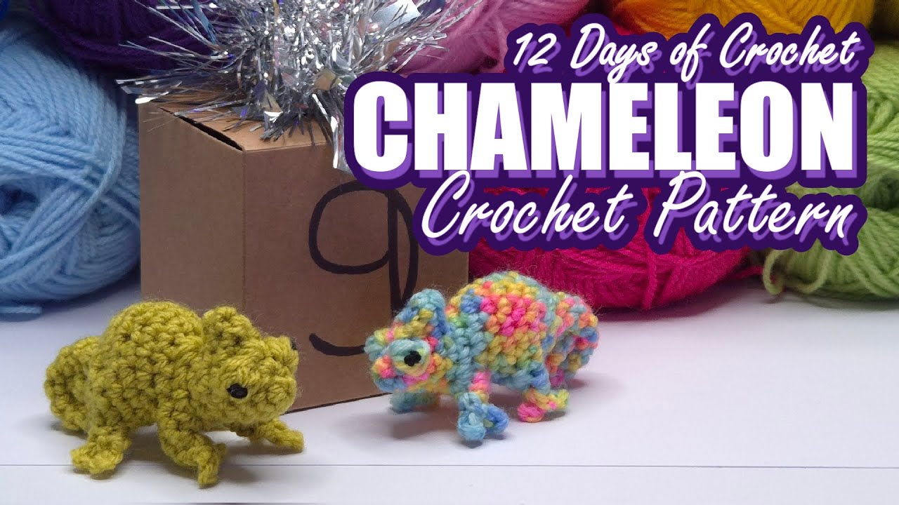 Mini low-sew chameleons!  [12 Days of Crochet Patterns Day 9]