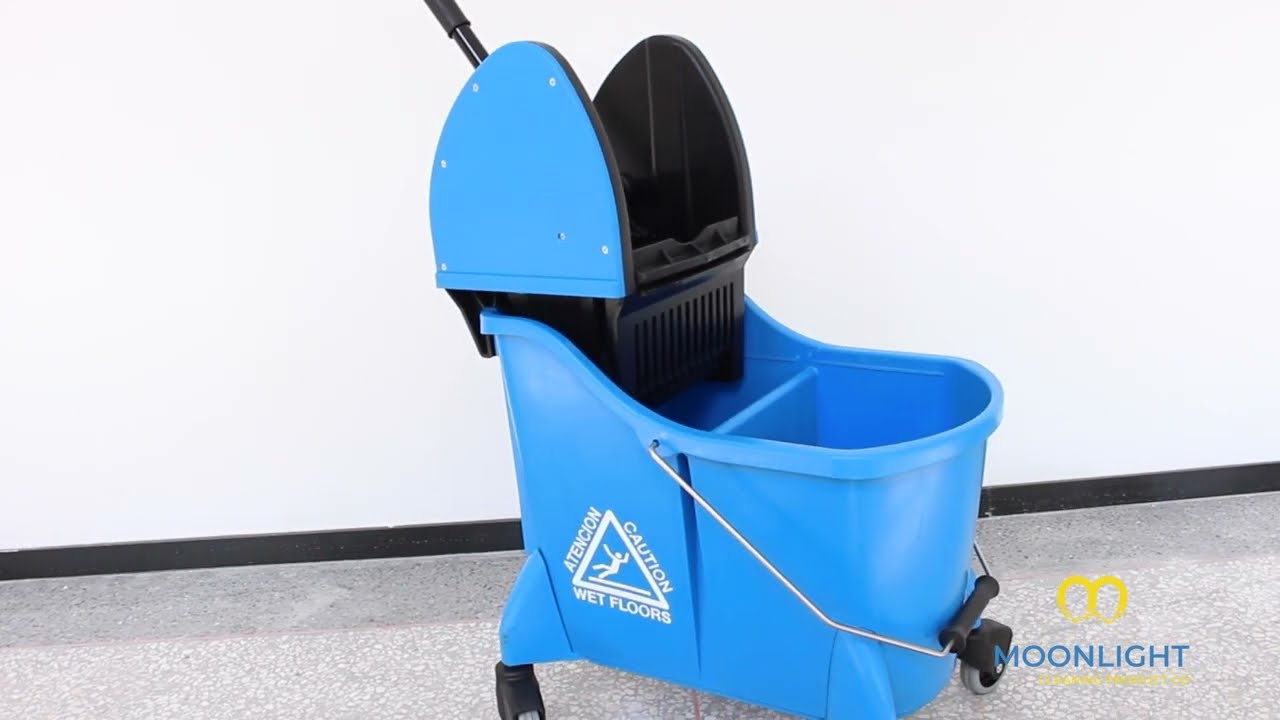 Dual compartment mop bucket with wringer | How to use mop wringer